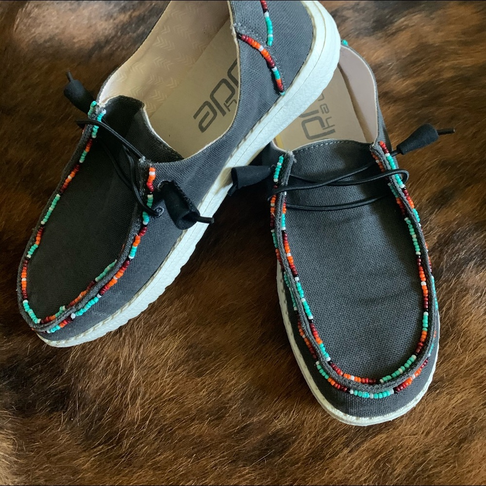 Custom beaded hey dudes